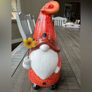 Whimsical Ladybug Garden Gnome Holding a Flower Indoor/Outdoor Use.